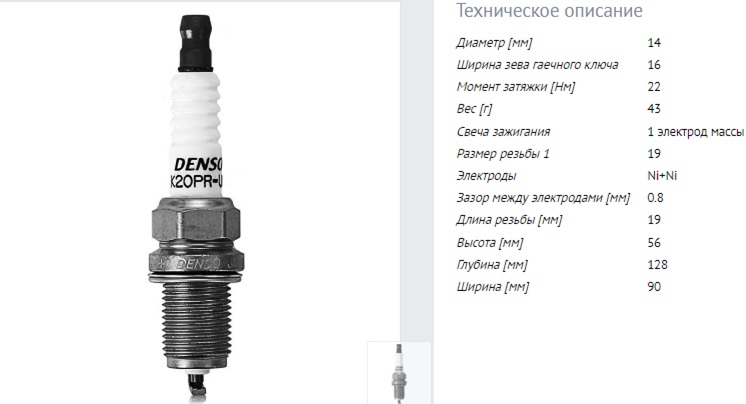 Свеча Denso 3145 K20PRU