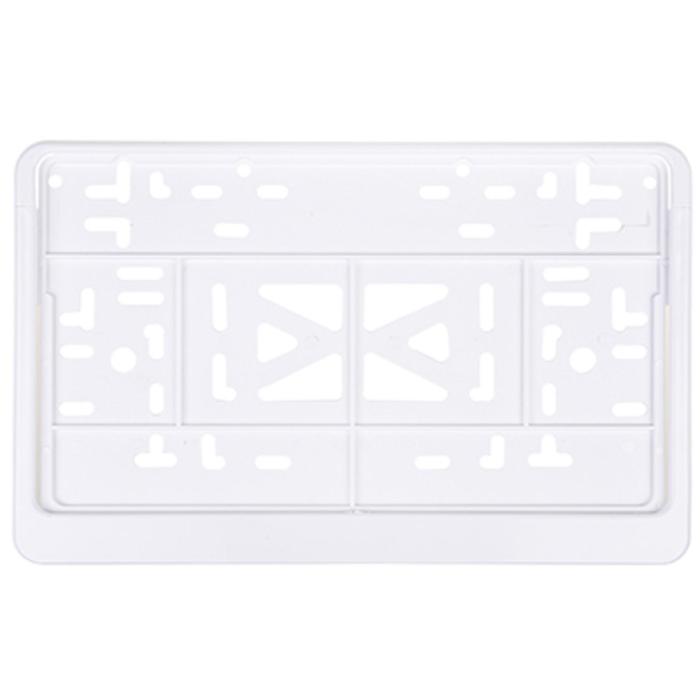 Рамка для номера квадратная с защелкой белая  