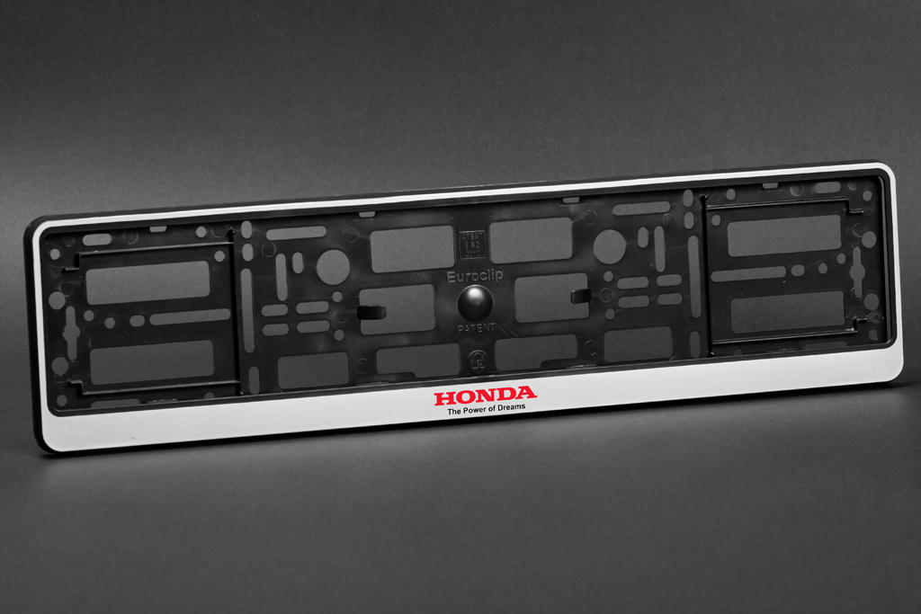 Рамка номера с защ. белая Honda 