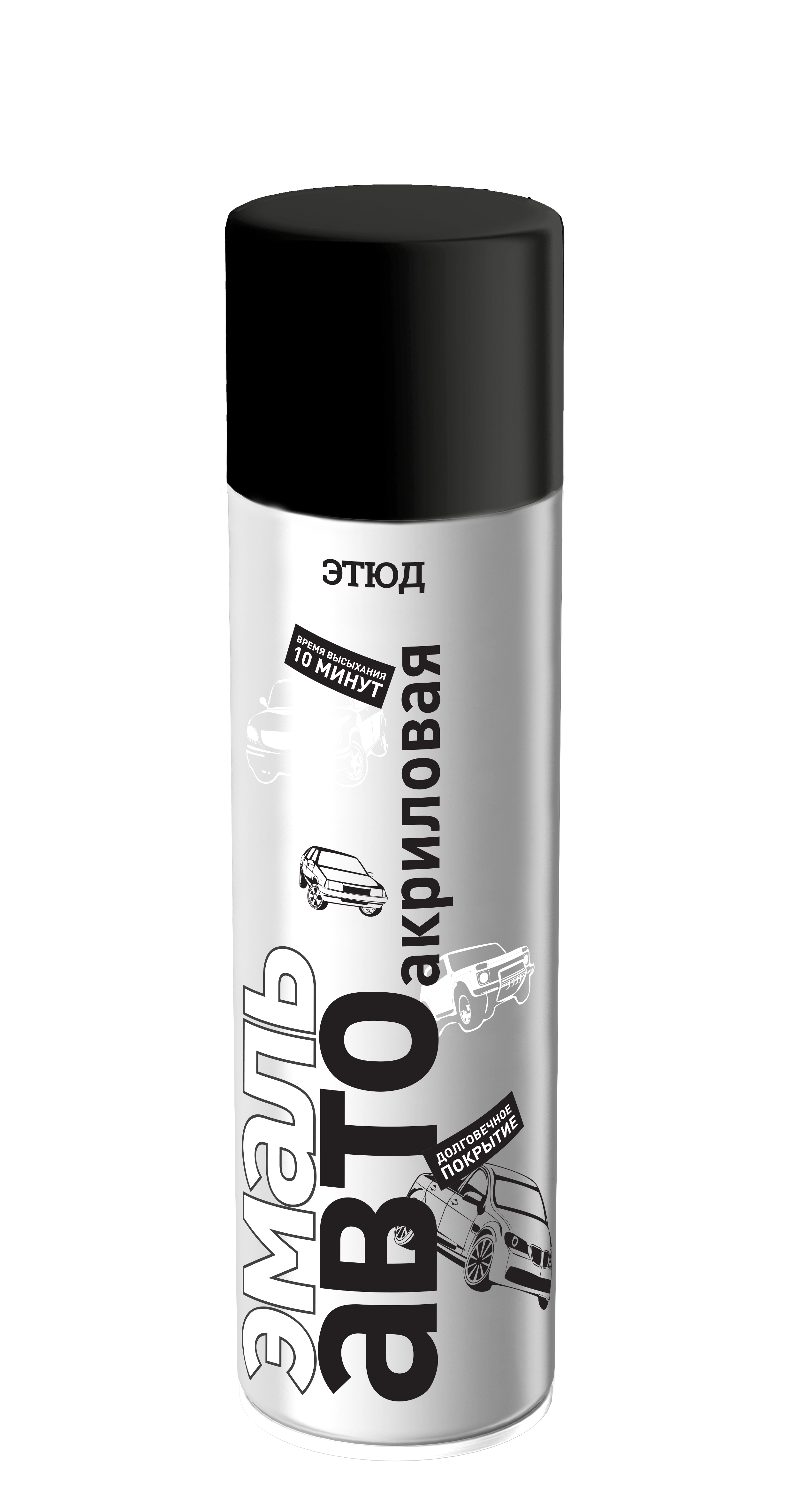 Краска-спрей ЭТЮД эмаль акриловая чёрная матовая 500мл
