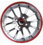 Yuki 405  5.5*13  4*100 ET35 73.1 Gunmetal machine face wiht red ring(2GM4-RR)
