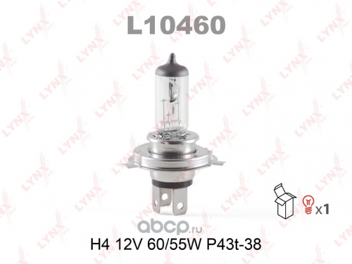 Автолампа LYNXauto H4 12V 60/55W P43T-38 L10460